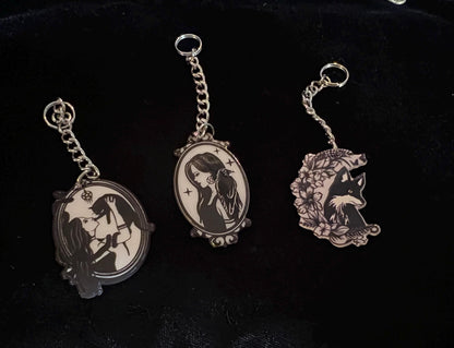 Black Cat Cameo Keychain KC1