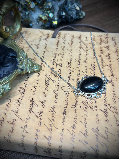 Obsidian Scrying Mirror Necklace Pendant PN34