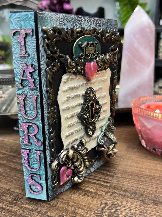 Taurus Locking Journal- Handcrafted Hardcover Blank Book of Shadows Grimoire
