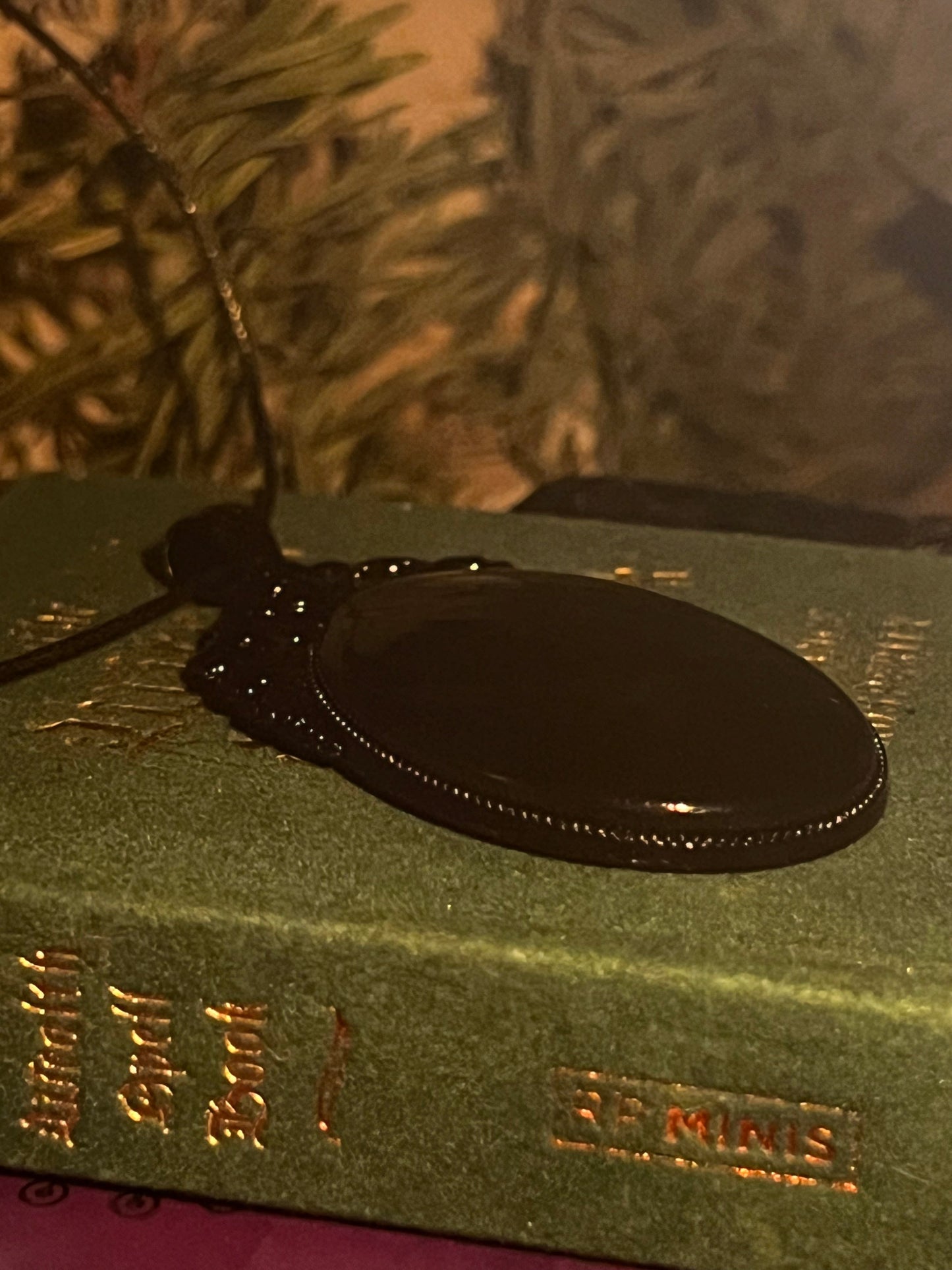 Black Glass Scrying Mirror Pendant Witches Magick Gothic Victorian Mirror Necklace PN6