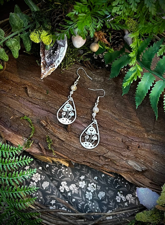 Mushroom Agate Earrings – Third Eye Teardrop Earrings for Intuition & Grounding SE14