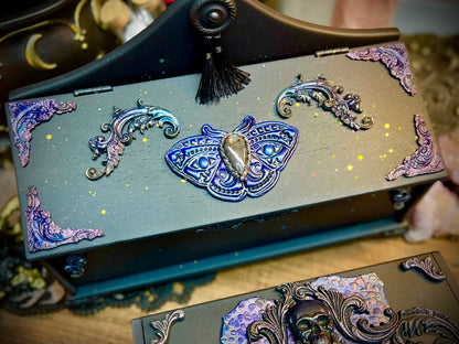 The Luminescent Oracle Purple Labradorite Box, Tarot Box, Jewelry Box, Keepsake Box, Oracle Box, Dark Academia, Black Decor