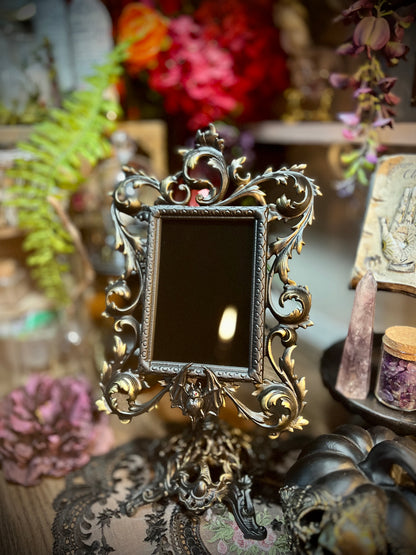 The Countess Scrying Mirror for Divination and Vampire Elegance Gothic Bat Pedestal Black Mirror Décor