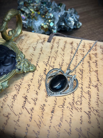 Obsidian Scrying Mirror Necklace Pendant PN36