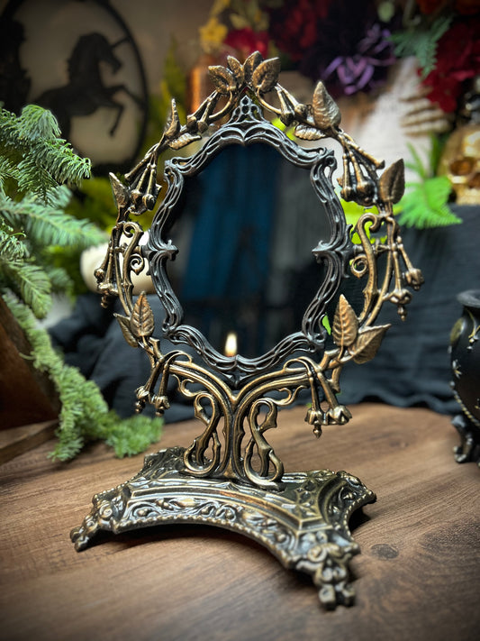 Antique Scrying Mirror Footed 