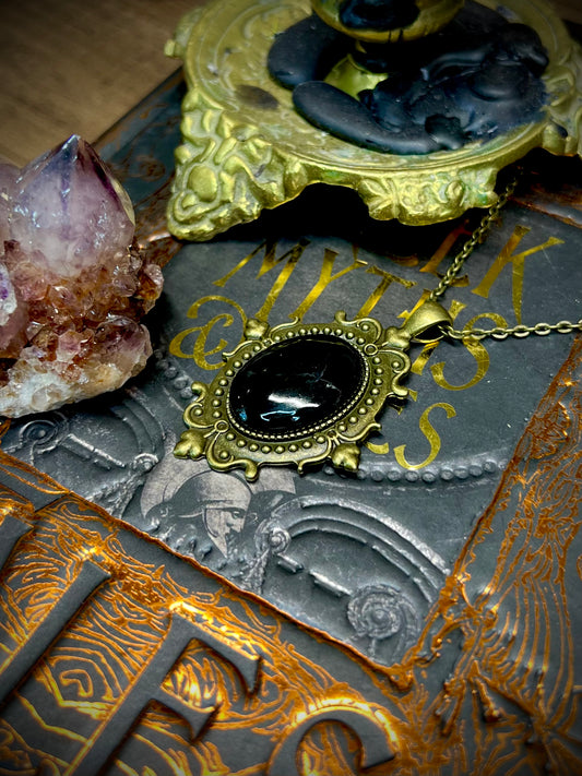 Obsidian Scrying Mirror Necklace Pendant PN39