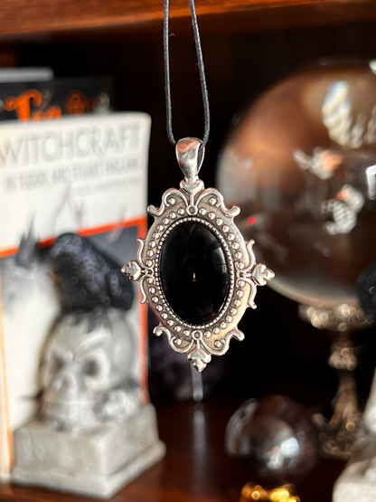 Obsidian Pendant Scrying Necklace PN7