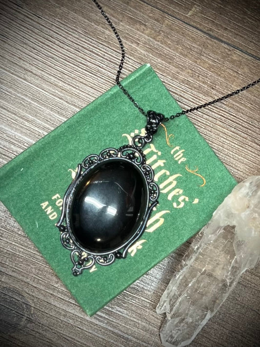 Obsidian Pendant Scrying Necklace PN8