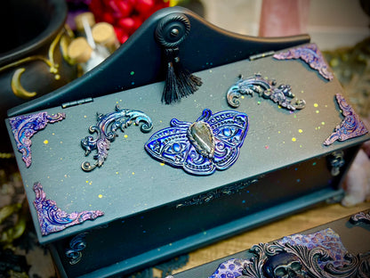 The Luminescent Oracle Purple Labradorite Box, Tarot Box, Jewelry Box, Keepsake Box, Oracle Box, Dark Academia, Black Decor