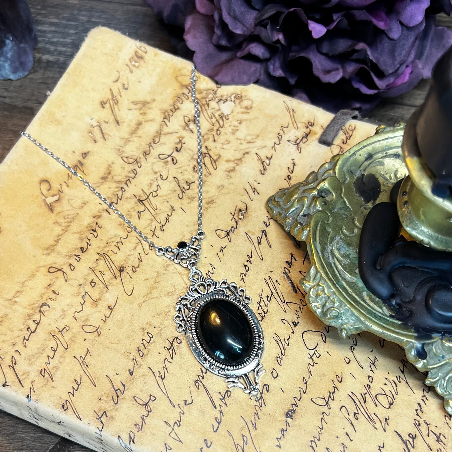 Obsidian Pendant Necklace PN30