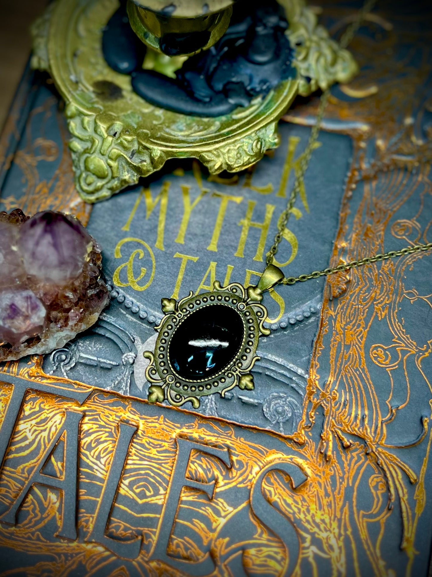 Obsidian Scrying Mirror Necklace Pendant PN39