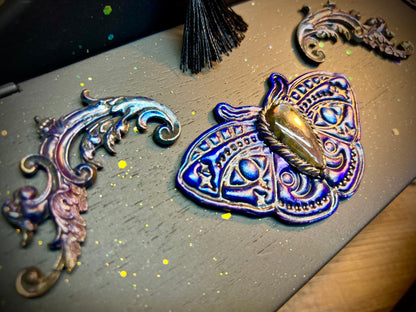 The Luminescent Oracle Purple Labradorite Box, Tarot Box, Jewelry Box, Keepsake Box, Oracle Box, Dark Academia, Black Decor