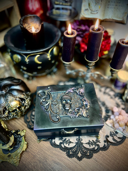 The Enchanted Secrets Box, Tarot Box, Jewelry Box, Keepsake Box, Oracle Box, Dark Academia, Black Decor, Labradorite