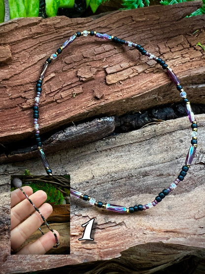 Iridescent Aurora Crystal Stacking Stretch Bracelets Moonlit Dreams