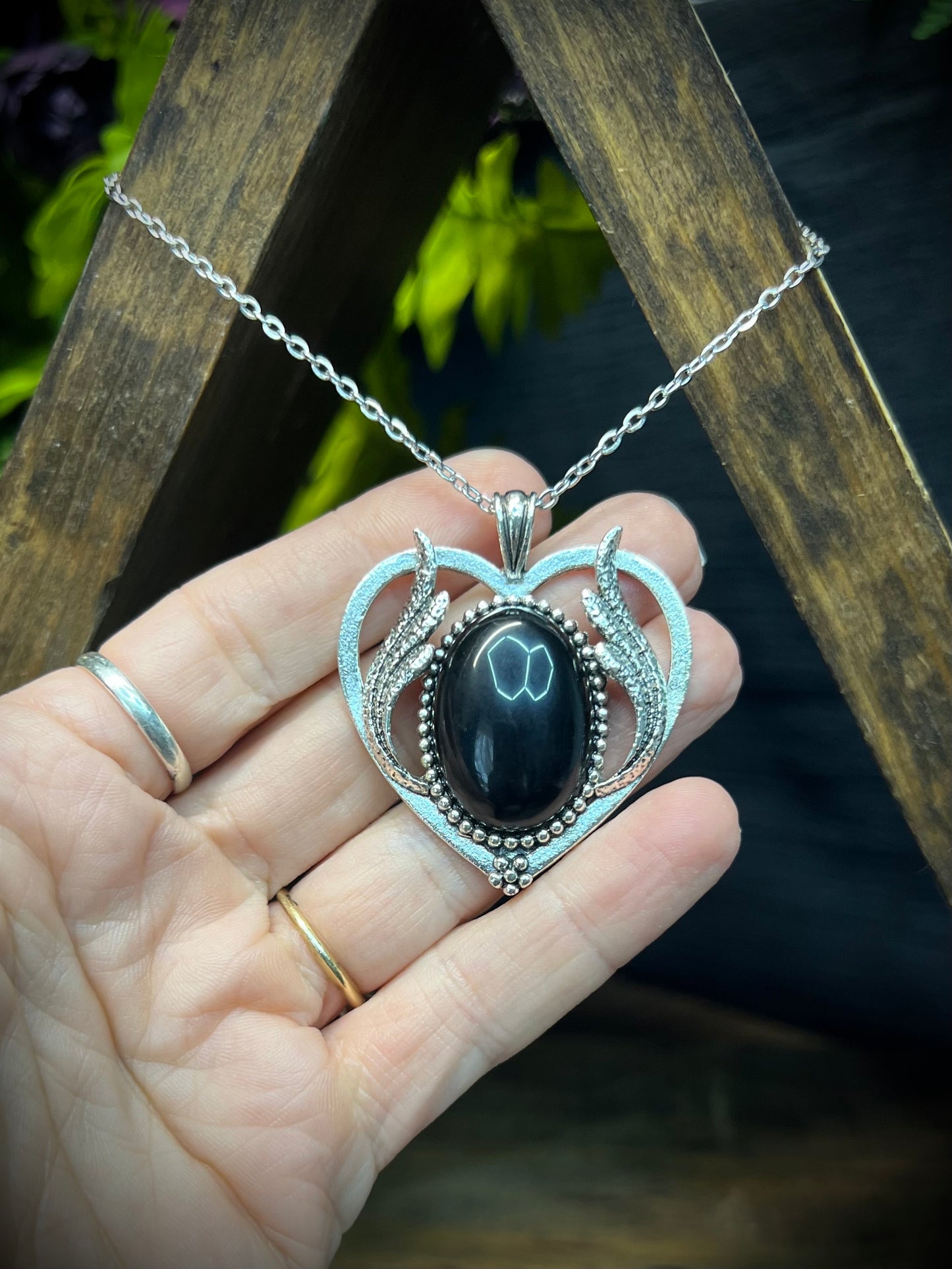 Obsidian Scrying Mirror Necklace Pendant PN36