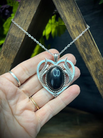 Obsidian Scrying Mirror Necklace Pendant PN36