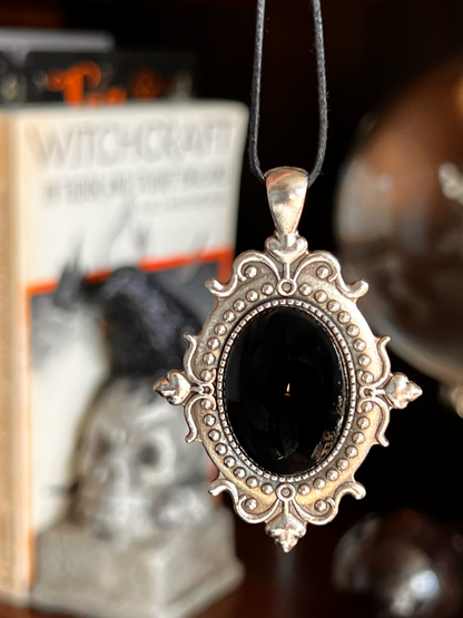 Obsidian Pendant Scrying Necklace PN7