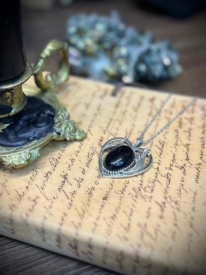 Obsidian Scrying Mirror Necklace Pendant PN36