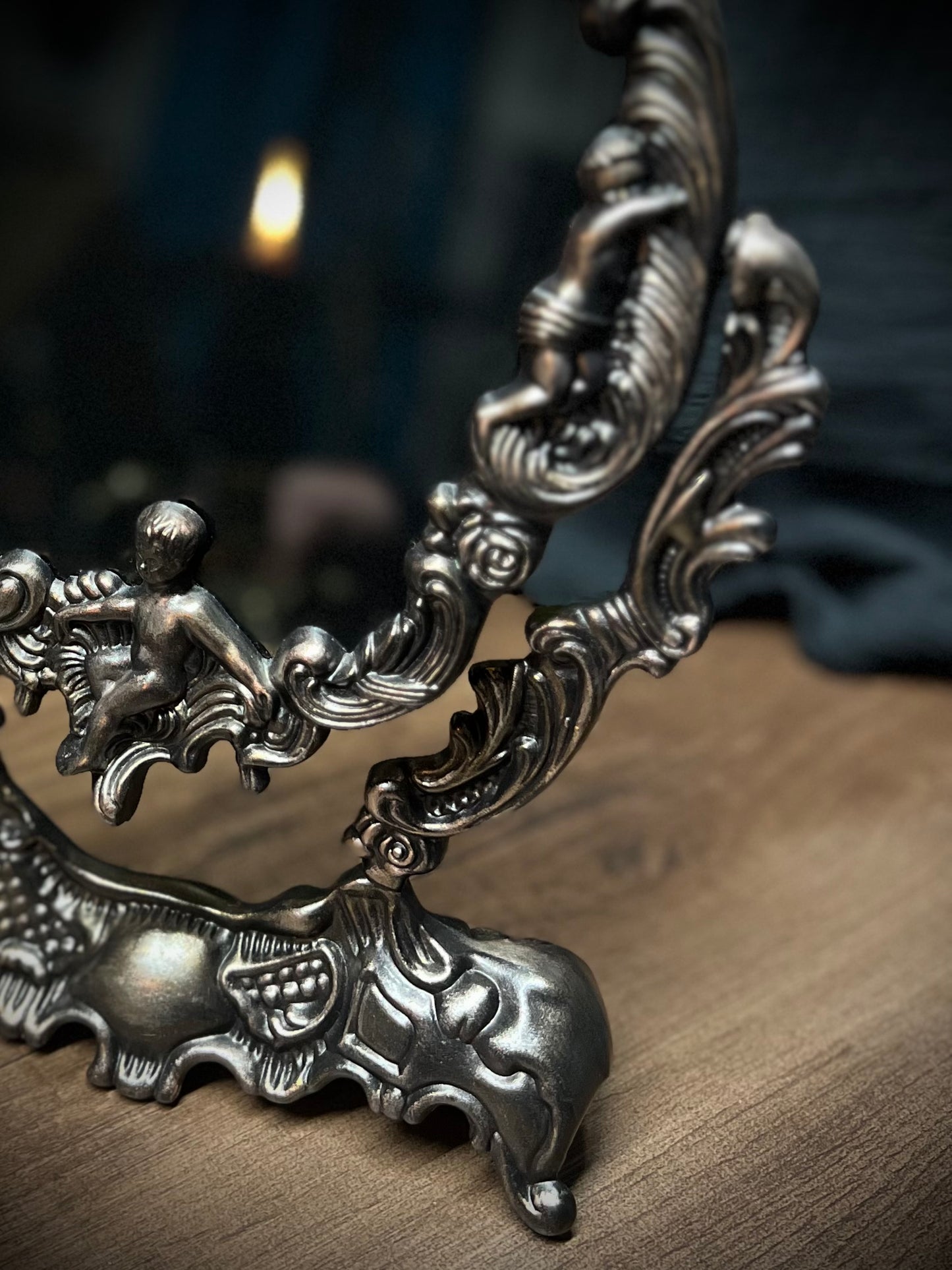 Scrying Mirror -Rose Gold Antique Angels Glass Divination Mirror Shadow Work Witches Gothic Victorian Mirror  MM110