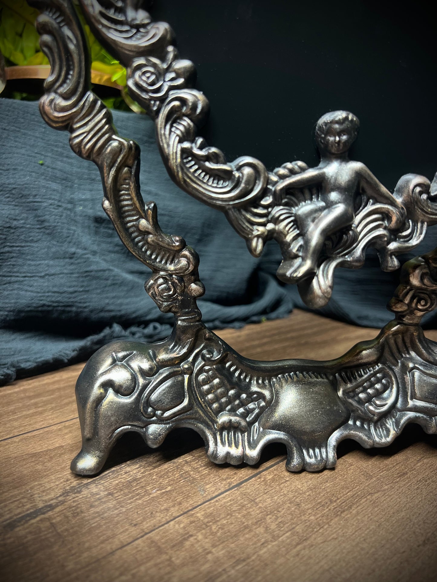 Scrying Mirror -Rose Gold Antique Angels Glass Divination Mirror Shadow Work Witches Gothic Victorian Mirror  MM110