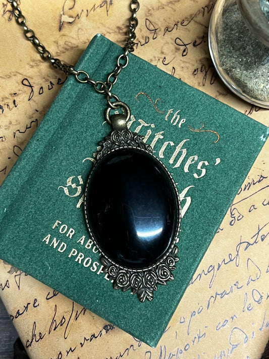 Obsidian Pendant Scrying Necklace PN5