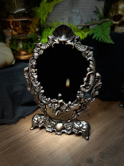 Scrying Mirror -Rose Gold Antique Angels Glass Divination Mirror Shadow Work Witches Gothic Victorian Mirror  MM110