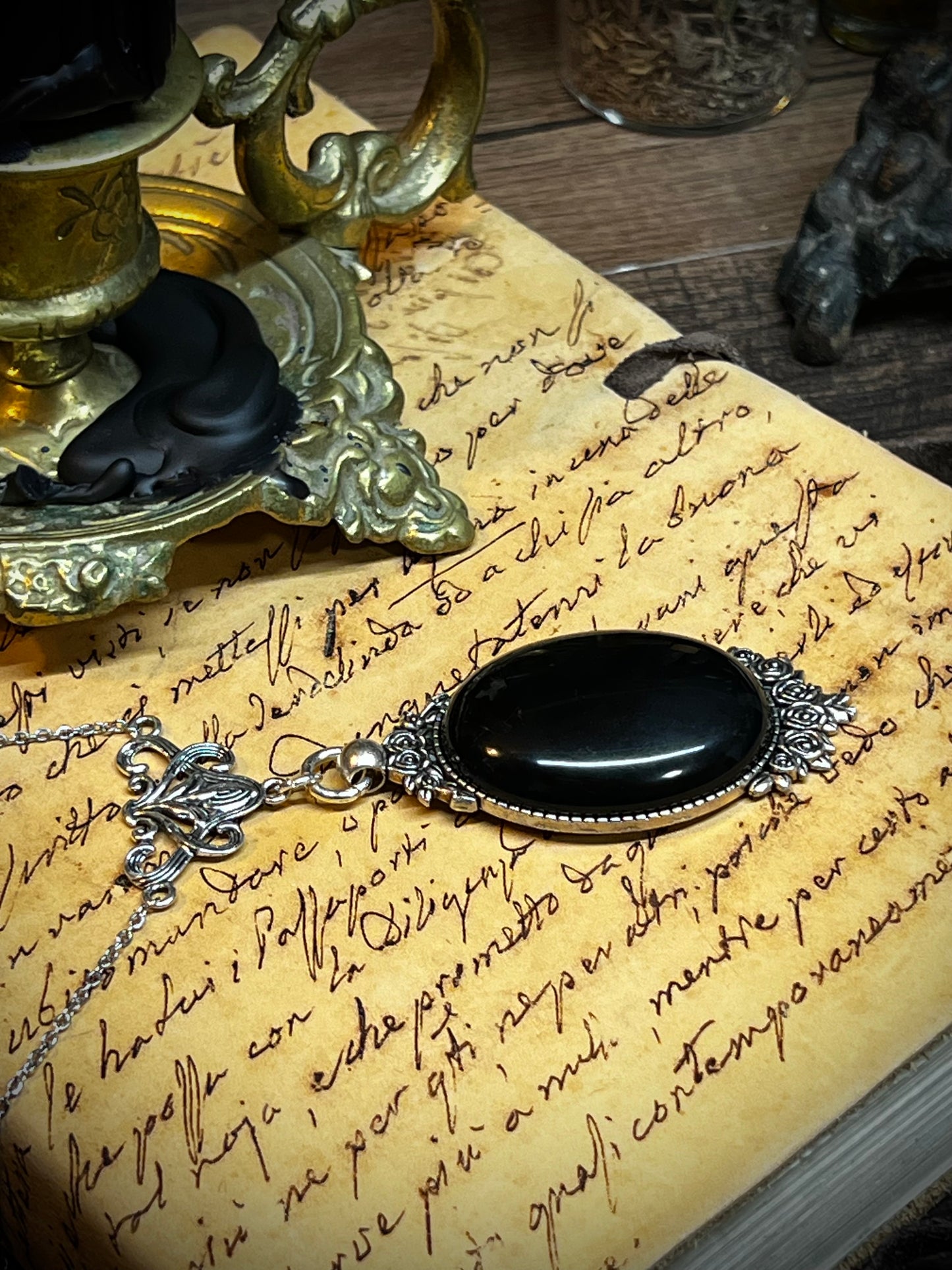 Obsidian Pendant Scrying Necklace PN11