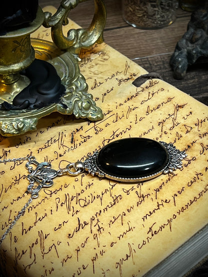 Obsidian Pendant Scrying Necklace PN11