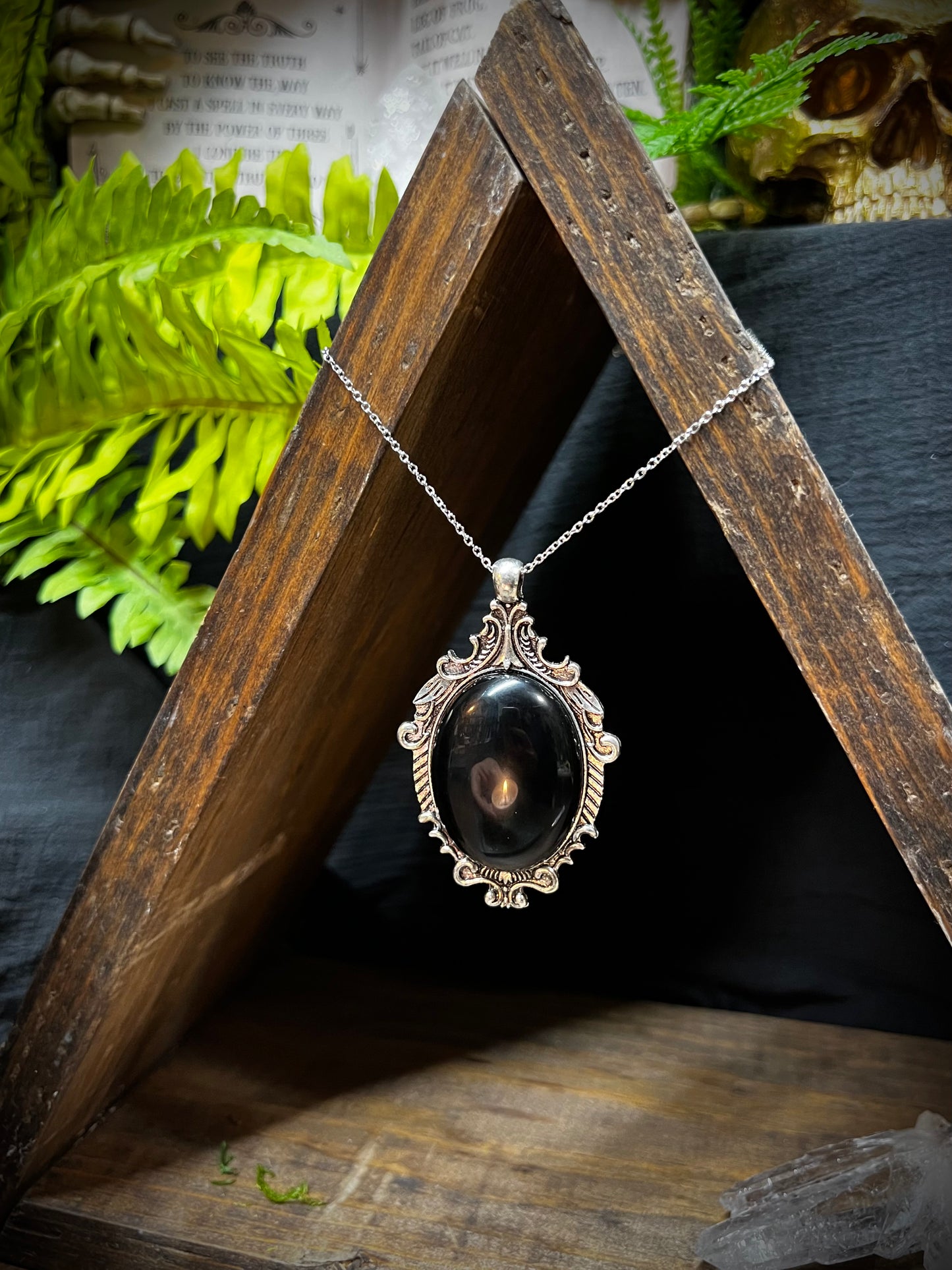 Obsidian Scrying Necklace Pendant PN13
