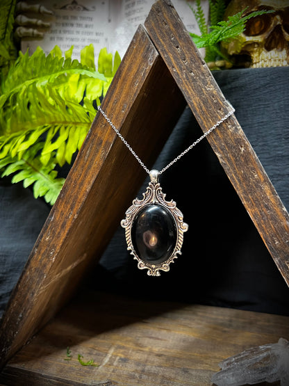Obsidian Scrying Necklace Pendant PN13