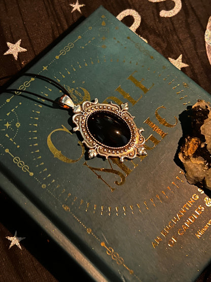 Obsidian Pendant Scrying Necklace PN7
