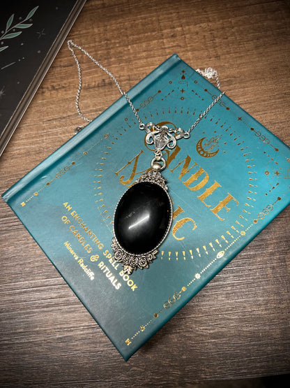 Obsidian Pendant Scrying Necklace PN11