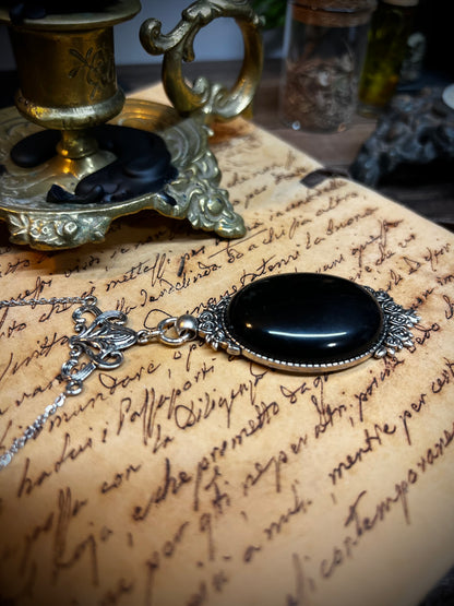 Obsidian Pendant Scrying Necklace PN11
