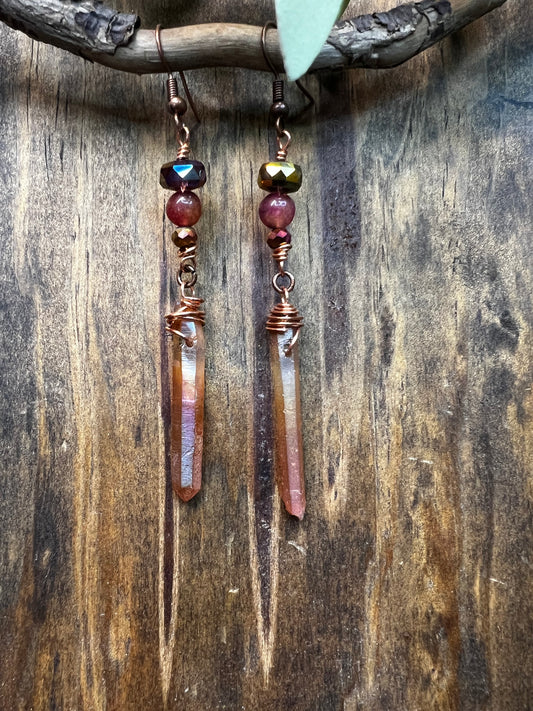 Wildfire Quartz Dangle Earrings