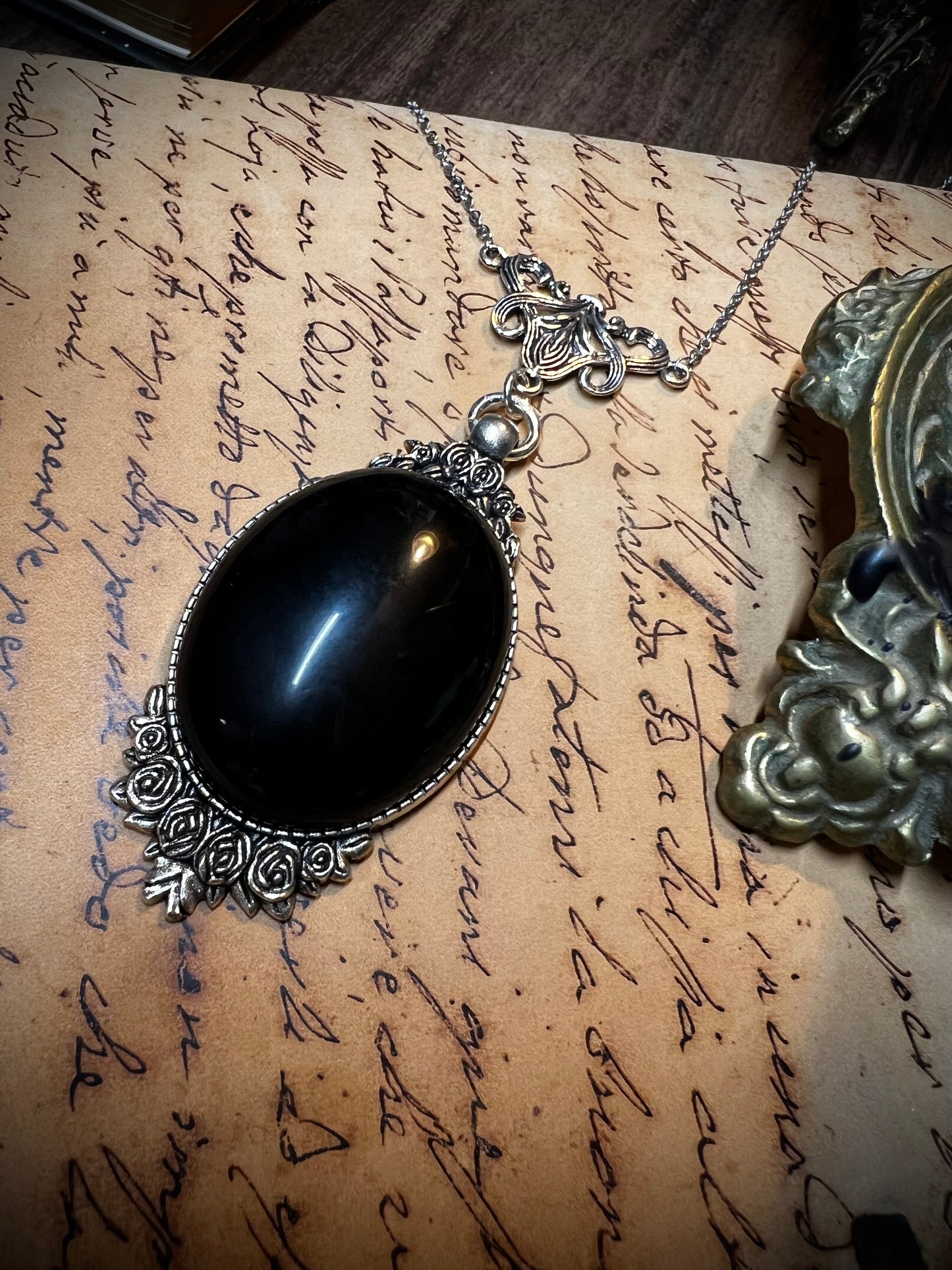 Obsidian Pendant Scrying Necklace PN11