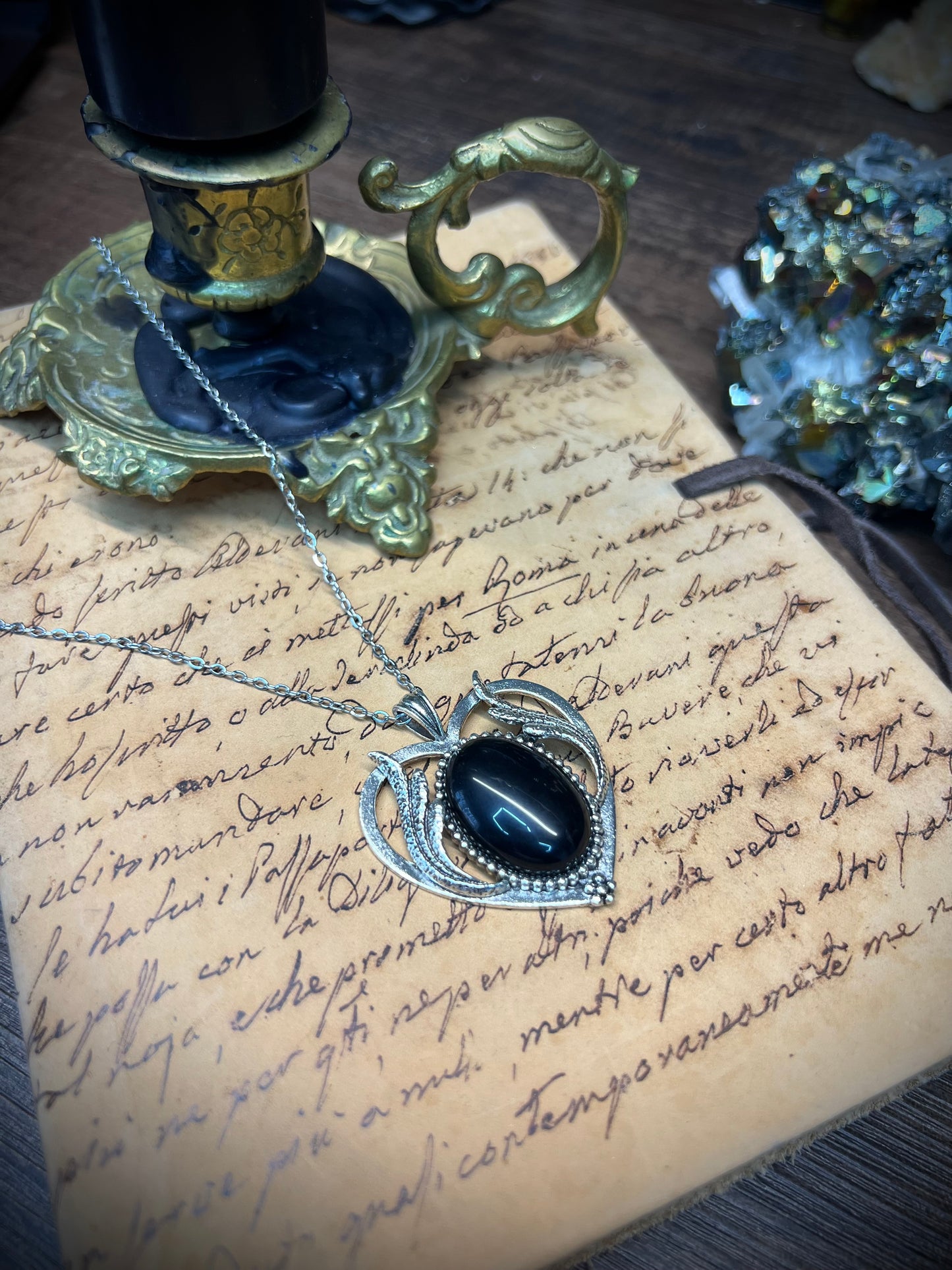 Obsidian Scrying Mirror Necklace Pendant PN36