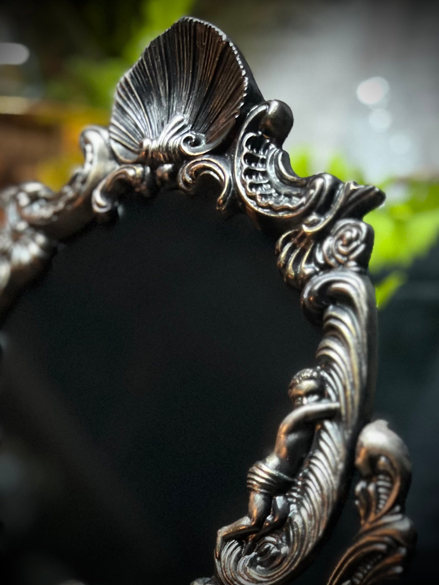 Scrying Mirror -Rose Gold Antique Angels Glass Divination Mirror Shadow Work Witches Gothic Victorian Mirror  MM110