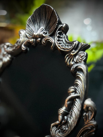 Scrying Mirror -Rose Gold Antique Angels Glass Divination Mirror Shadow Work Witches Gothic Victorian Mirror  MM110