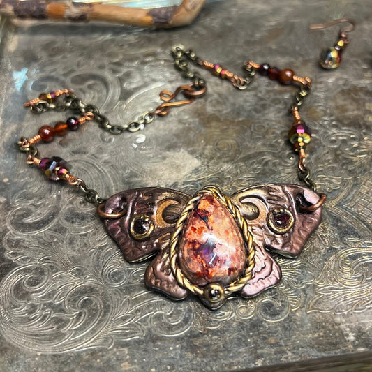 Wildfire Moth Opal Necklace