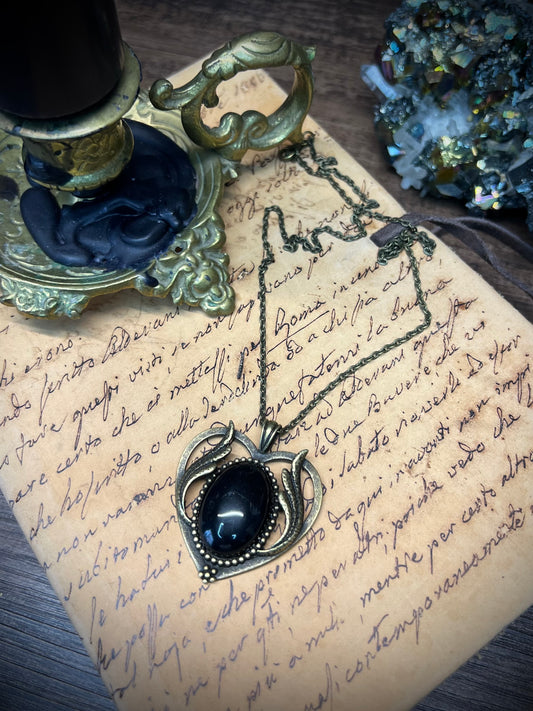 Obsidian Scrying Mirror Necklace Pendant