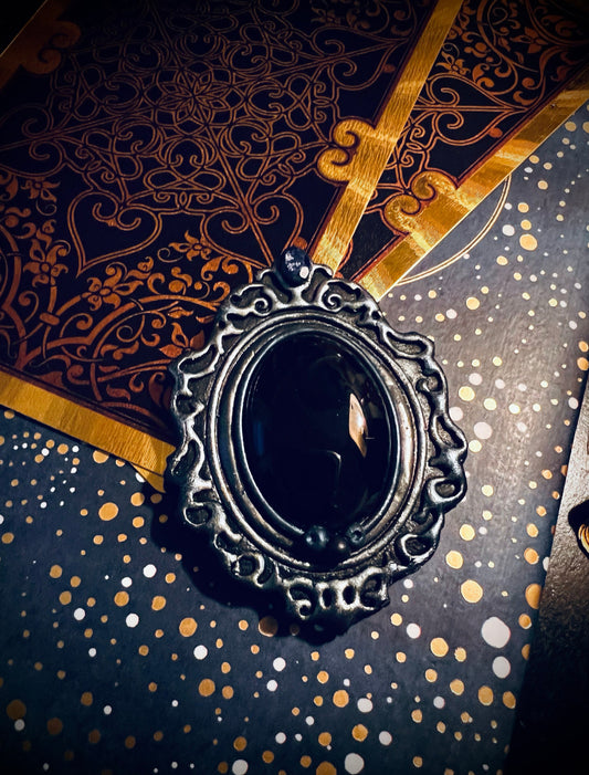 Obsidian Scrying Mirror Talisman Pocket Scrying Mirror Magick Gothic Victorian Mirror MM104