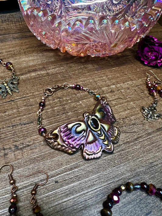 Wildfire Moth Garnet Bracelet