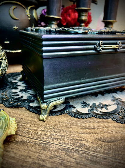 The Enchanted Secrets Box, Tarot Box, Jewelry Box, Keepsake Box, Oracle Box, Dark Academia, Black Decor, Labradorite