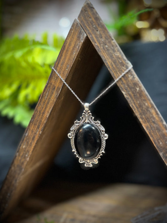 Obsidian Scrying Necklace Pendant PN13