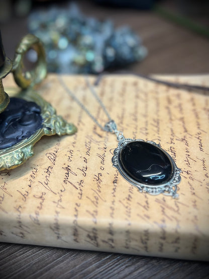 Obsidian Scrying Mirror Necklace Pendant PN32