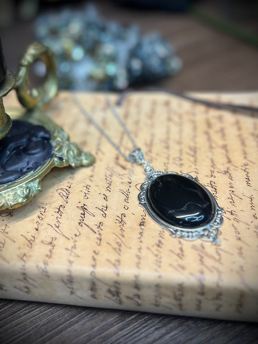 Obsidian Scrying Mirror Necklace Pendant PN32