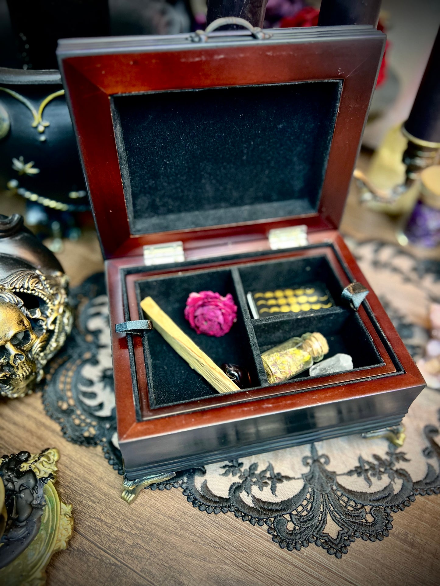 The Enchanted Secrets Box, Tarot Box, Jewelry Box, Keepsake Box, Oracle Box, Dark Academia, Black Decor, Labradorite