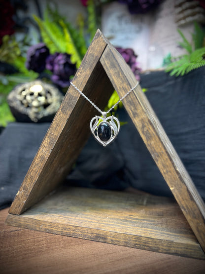 Obsidian Scrying Mirror Necklace Pendant PN36