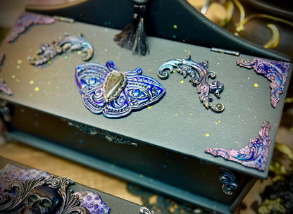 The Luminescent Oracle Purple Labradorite Box, Tarot Box, Jewelry Box, Keepsake Box, Oracle Box, Dark Academia, Black Decor