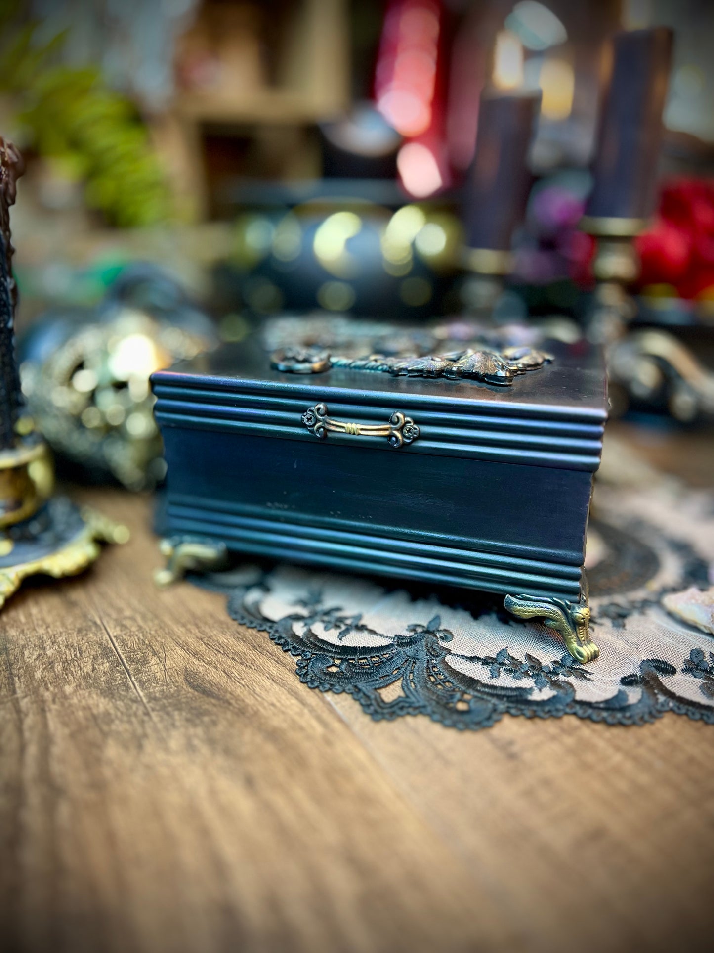 The Enchanted Secrets Box, Tarot Box, Jewelry Box, Keepsake Box, Oracle Box, Dark Academia, Black Decor, Labradorite